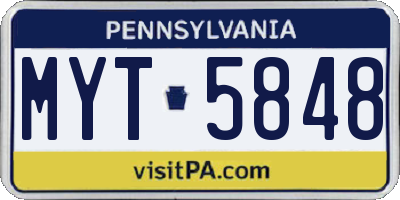 PA license plate MYT5848