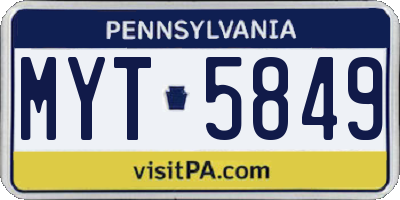 PA license plate MYT5849