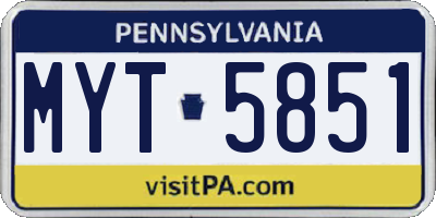 PA license plate MYT5851