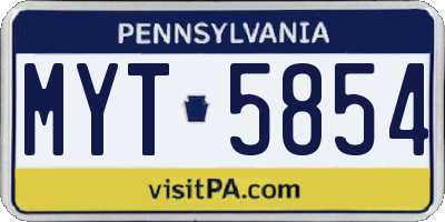 PA license plate MYT5854