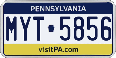 PA license plate MYT5856