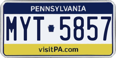 PA license plate MYT5857