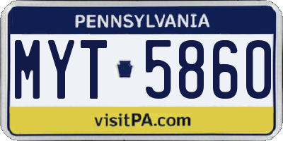 PA license plate MYT5860