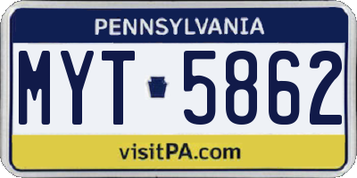 PA license plate MYT5862
