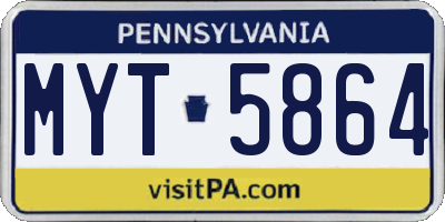PA license plate MYT5864