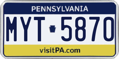 PA license plate MYT5870