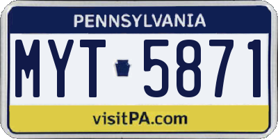 PA license plate MYT5871