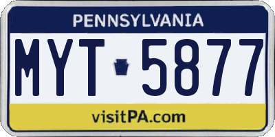 PA license plate MYT5877