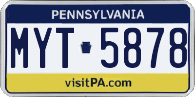 PA license plate MYT5878