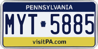PA license plate MYT5885