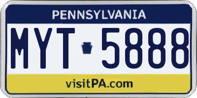 PA license plate MYT5888