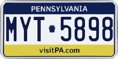 PA license plate MYT5898