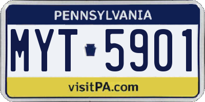 PA license plate MYT5901