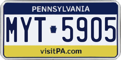 PA license plate MYT5905