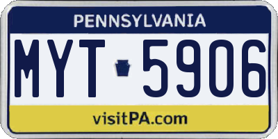 PA license plate MYT5906