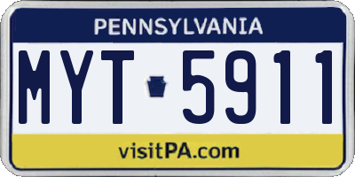 PA license plate MYT5911