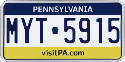PA license plate MYT5915