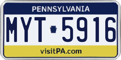 PA license plate MYT5916
