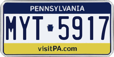 PA license plate MYT5917