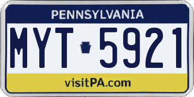 PA license plate MYT5921