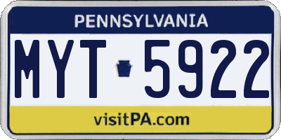 PA license plate MYT5922