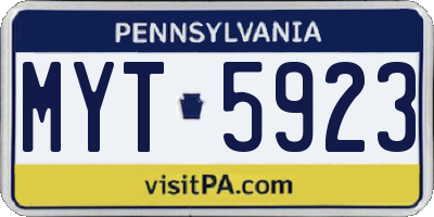 PA license plate MYT5923