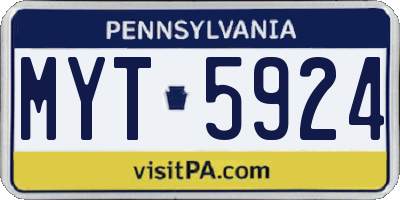 PA license plate MYT5924