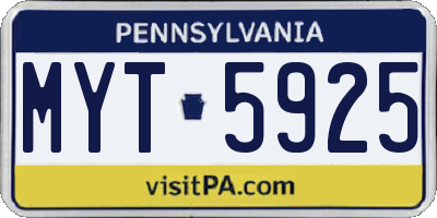 PA license plate MYT5925