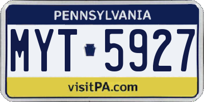 PA license plate MYT5927
