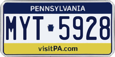 PA license plate MYT5928