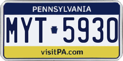 PA license plate MYT5930