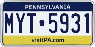 PA license plate MYT5931