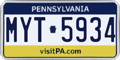 PA license plate MYT5934