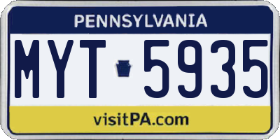 PA license plate MYT5935