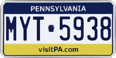 PA license plate MYT5938