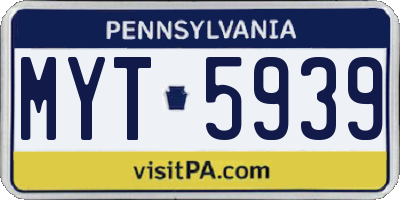 PA license plate MYT5939