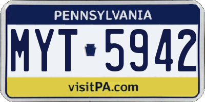 PA license plate MYT5942