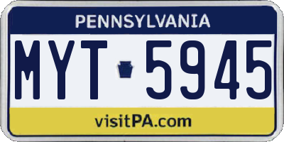 PA license plate MYT5945