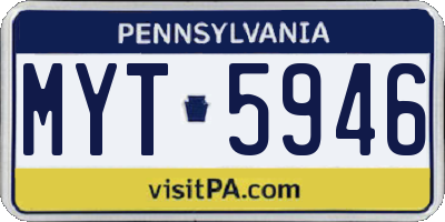 PA license plate MYT5946