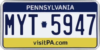 PA license plate MYT5947