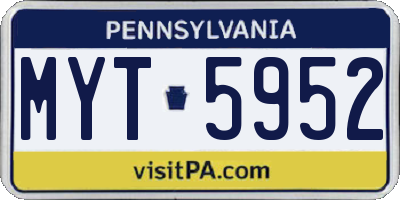 PA license plate MYT5952