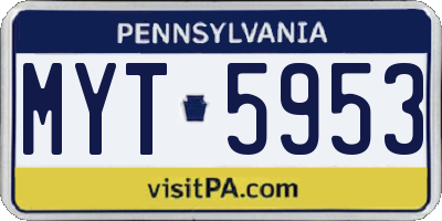 PA license plate MYT5953