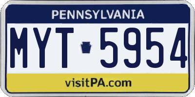 PA license plate MYT5954