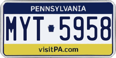 PA license plate MYT5958