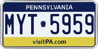 PA license plate MYT5959