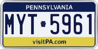 PA license plate MYT5961