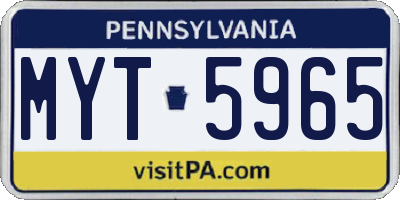 PA license plate MYT5965