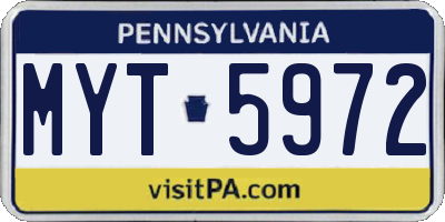 PA license plate MYT5972