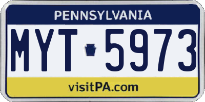 PA license plate MYT5973