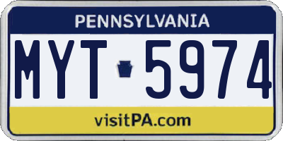 PA license plate MYT5974